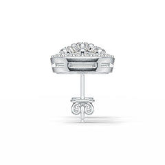 Platinum Earrings Cluster Round Stud with White Topaz or Moissanite Diamond Accent DHJ