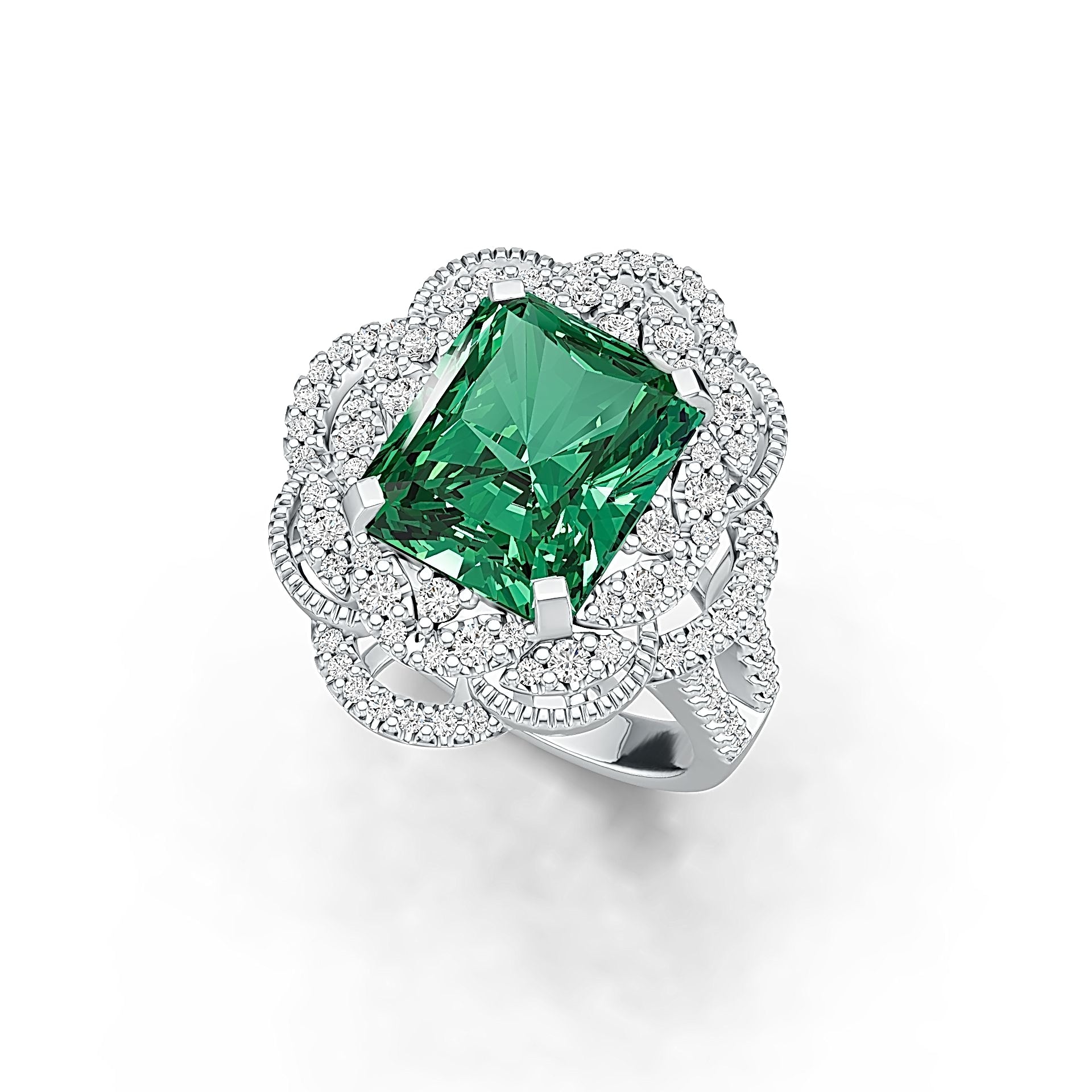 Sterling Silver Semi Mount Ring Setting Emerald OCT 12X10mm DHJ