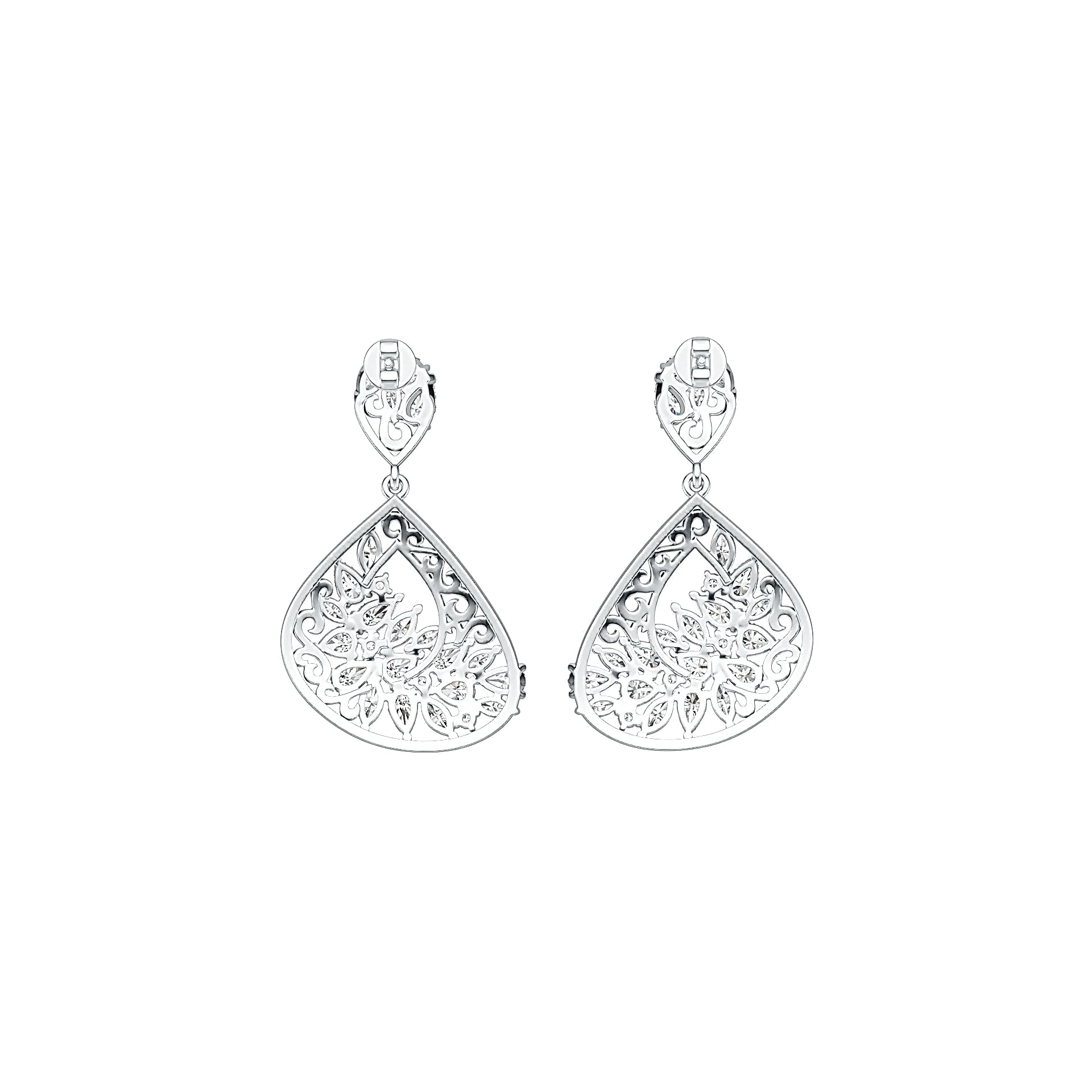 10K Gold Semi Mount Earrings Setting Pear PE 5X3mm Moissanite Accent DHJ