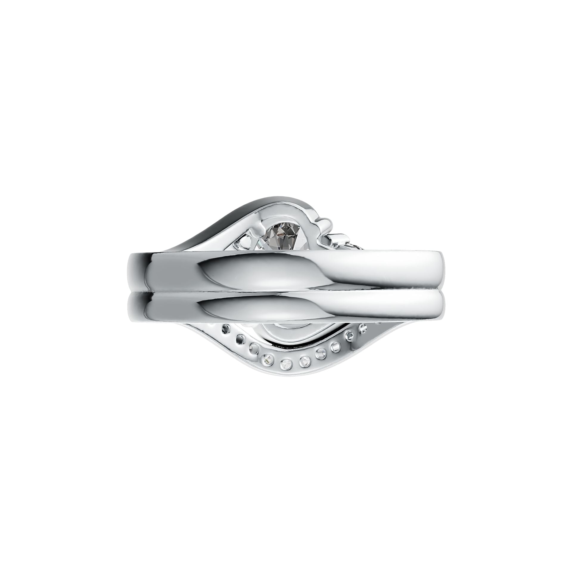 Platinum Semi Mount Ring Setting Oval OV 9X7mm TRI 4X4mm Bypass Diamond Accent DHJ
