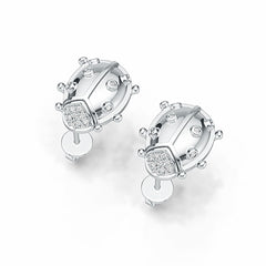18K Gold Semi Mount Earrings Setting Round RD 1.1mm Diamond Accent DHJ