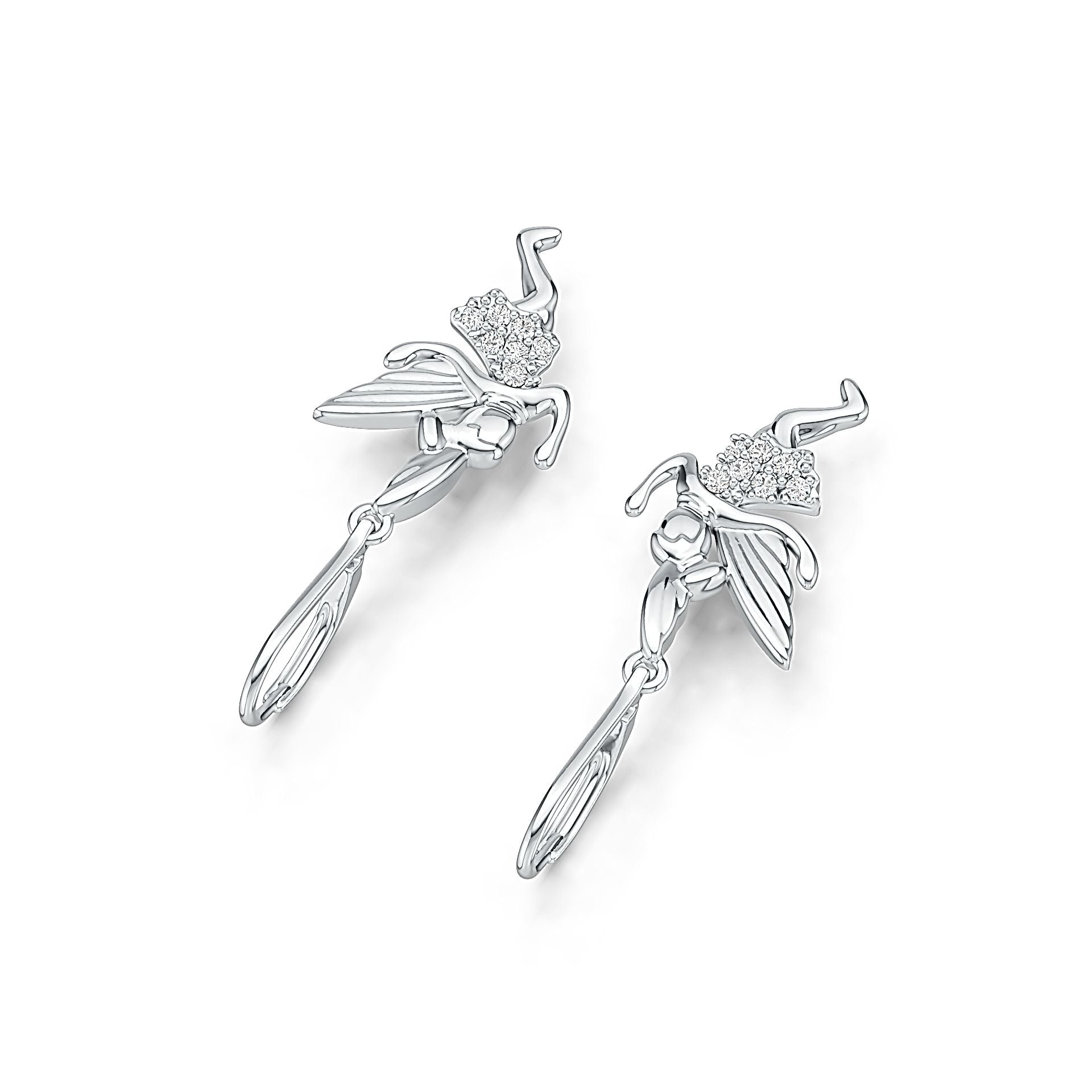 Sterling Silver Semi Mount Earrings Setting Round RD 1.5mm Angel Earrings DHJ