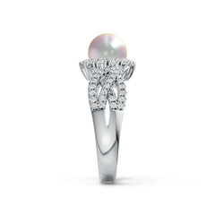 14K Gold Semi Mount Ring Setting Round RD 8x8mm Diamond Accent DHJ