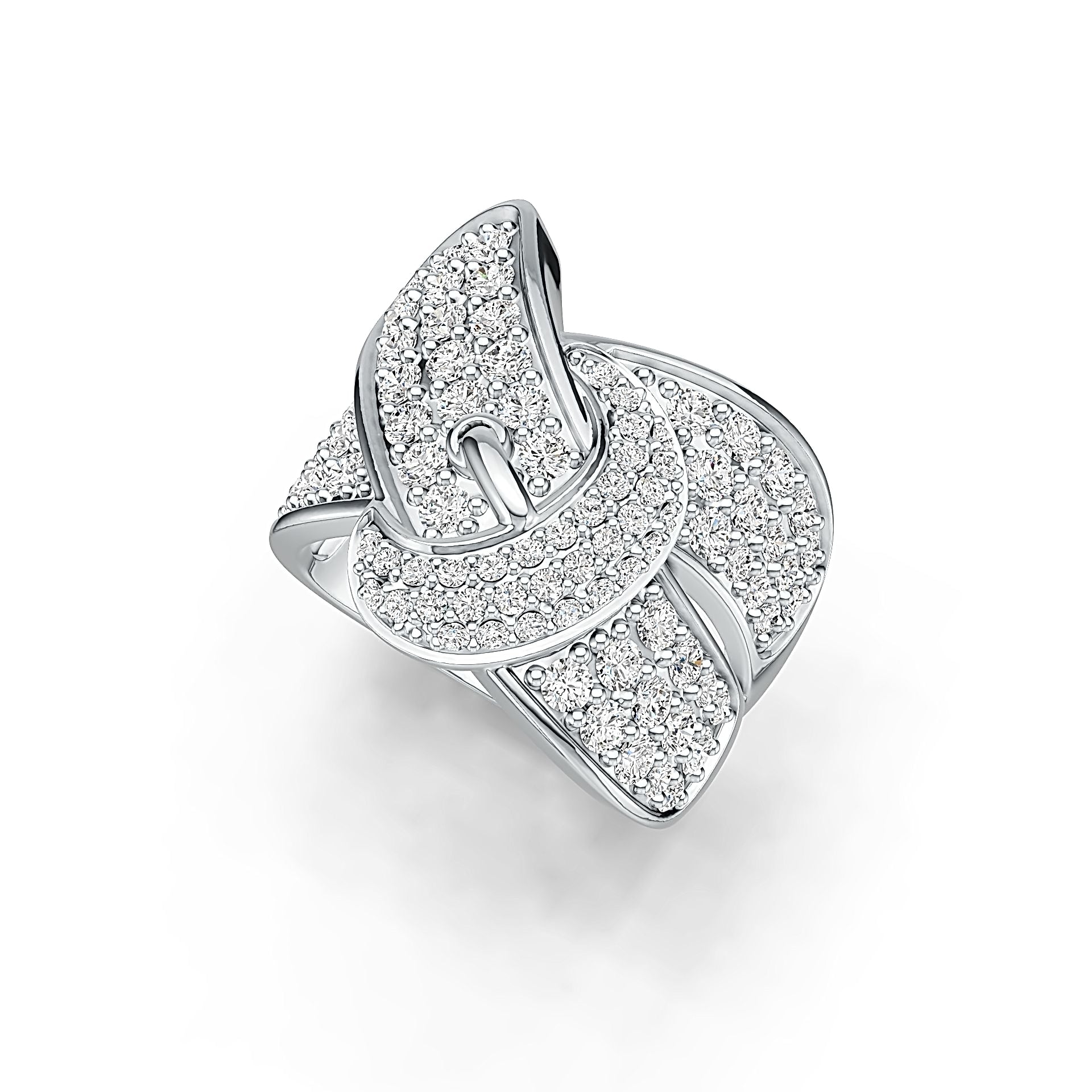Sterling Silver Ring Belt Buckle Theme with White Topaz or Moissanite - Syzjewelry