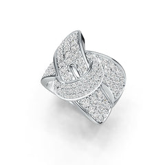 Sterling Silver Ring Belt Buckle Theme with White Topaz or Moissanite - Syzjewelry