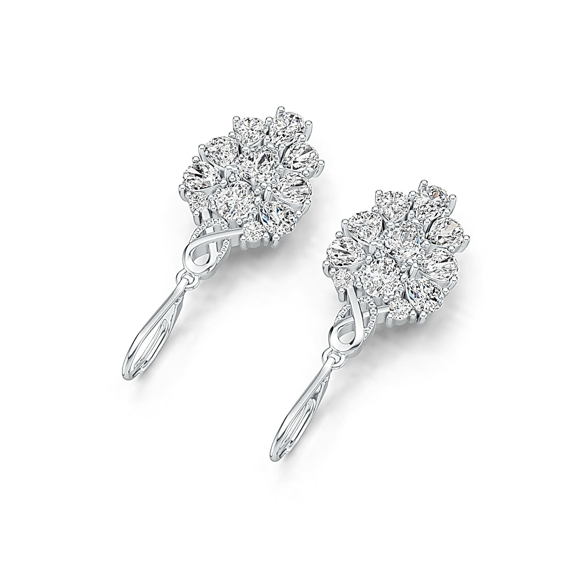 18K Gold Semi Mount Earrings Setting Pear PE 6X4mm PE 5X4mm OV 5X4mm Diamond Accent DHJ