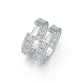 Sterling Silver Hoop Earrings with White Topaz or Moissanite Syzjewelry