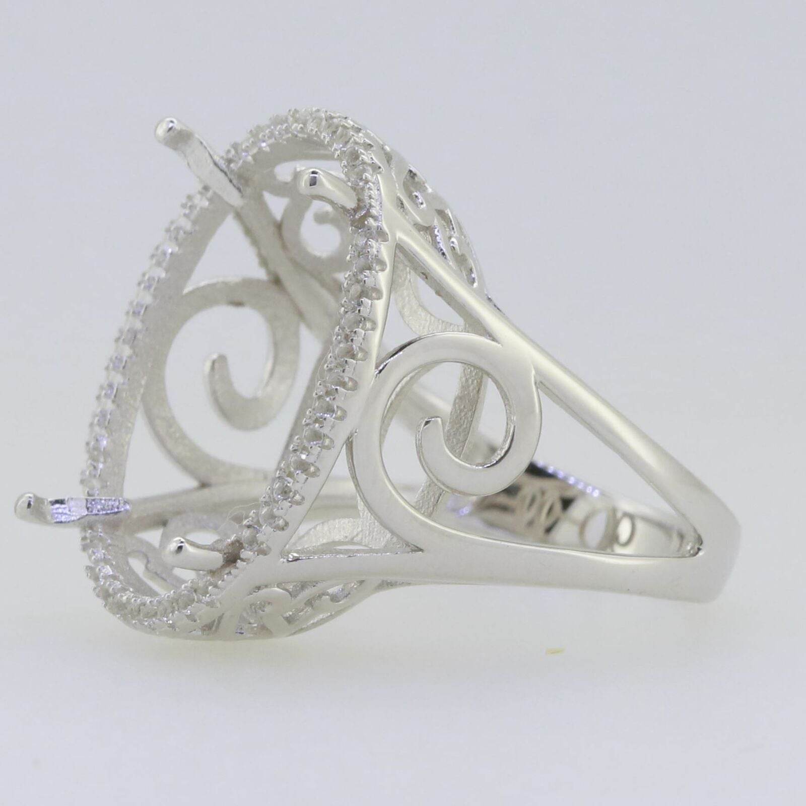 18K Gold Semi Mount Ring Setting Oval OV 21x16mm Diamond Accent Syzjewelry