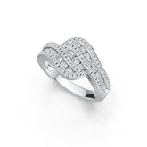 Sterling Silver Milti-Row Wave Ring with White Topaz or Moissanite DHJ