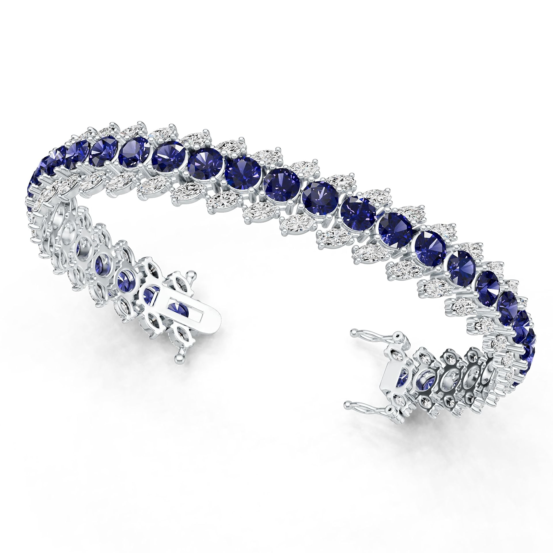 18K Gold Semi Mount Bracelet Setting Round Ro 5x2mm Syz Jewelry