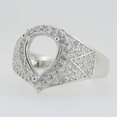 18K Gold Semi Mount Ring Setting Pear PE 10X8mm Diamond Accent Syzjewelry