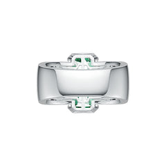 14K Gold Semi Mount Ring Setting Emerald OCT 16X9mm with White Topaz Diamond Accent DHJ