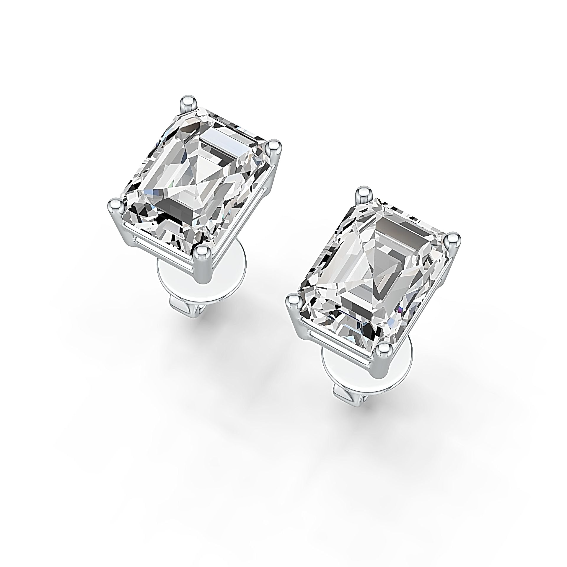 Sterling Silver Semi Mount Earrings Setting Emerald OCT 8X6mm DHJ