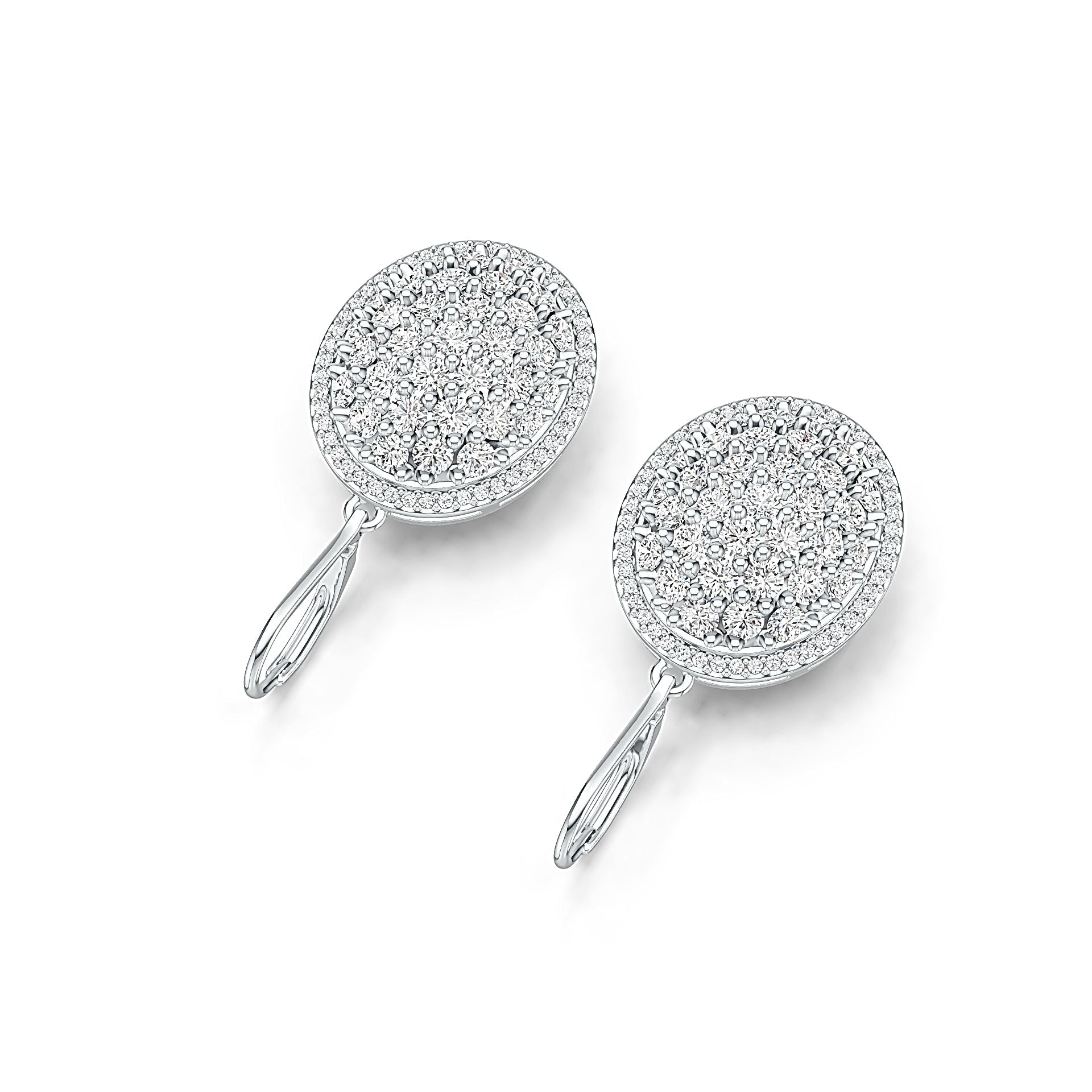 14K Gold Dangling Cluster Earrings with or Moissanite Diamond Accent DHJ