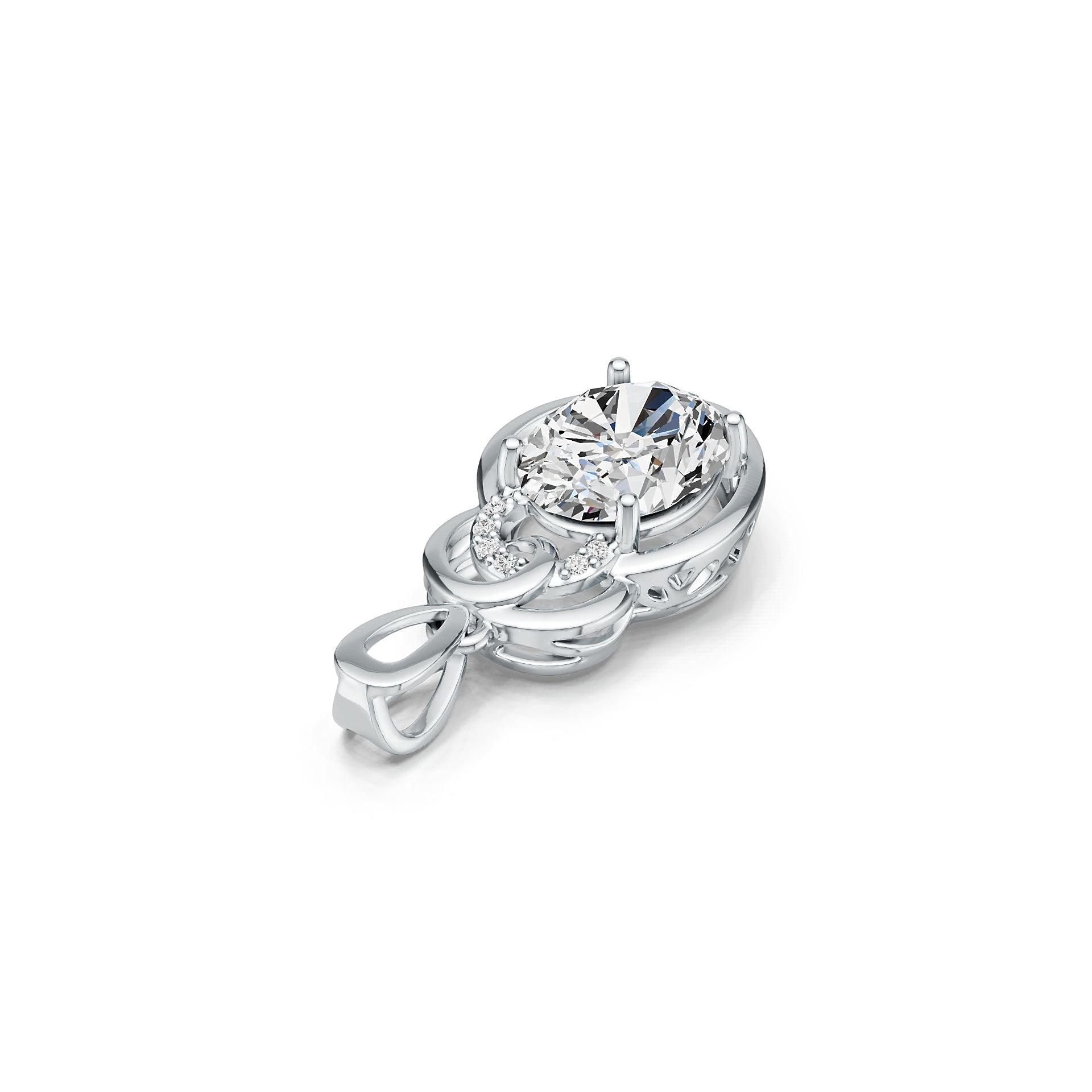 Sterling Silver Semi Mount Pendant Setting Oval OV 10X8mm DHJ