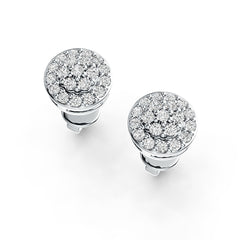 Sterling Silver Stud Earrings Round Shape with White Topaz or Moissanite