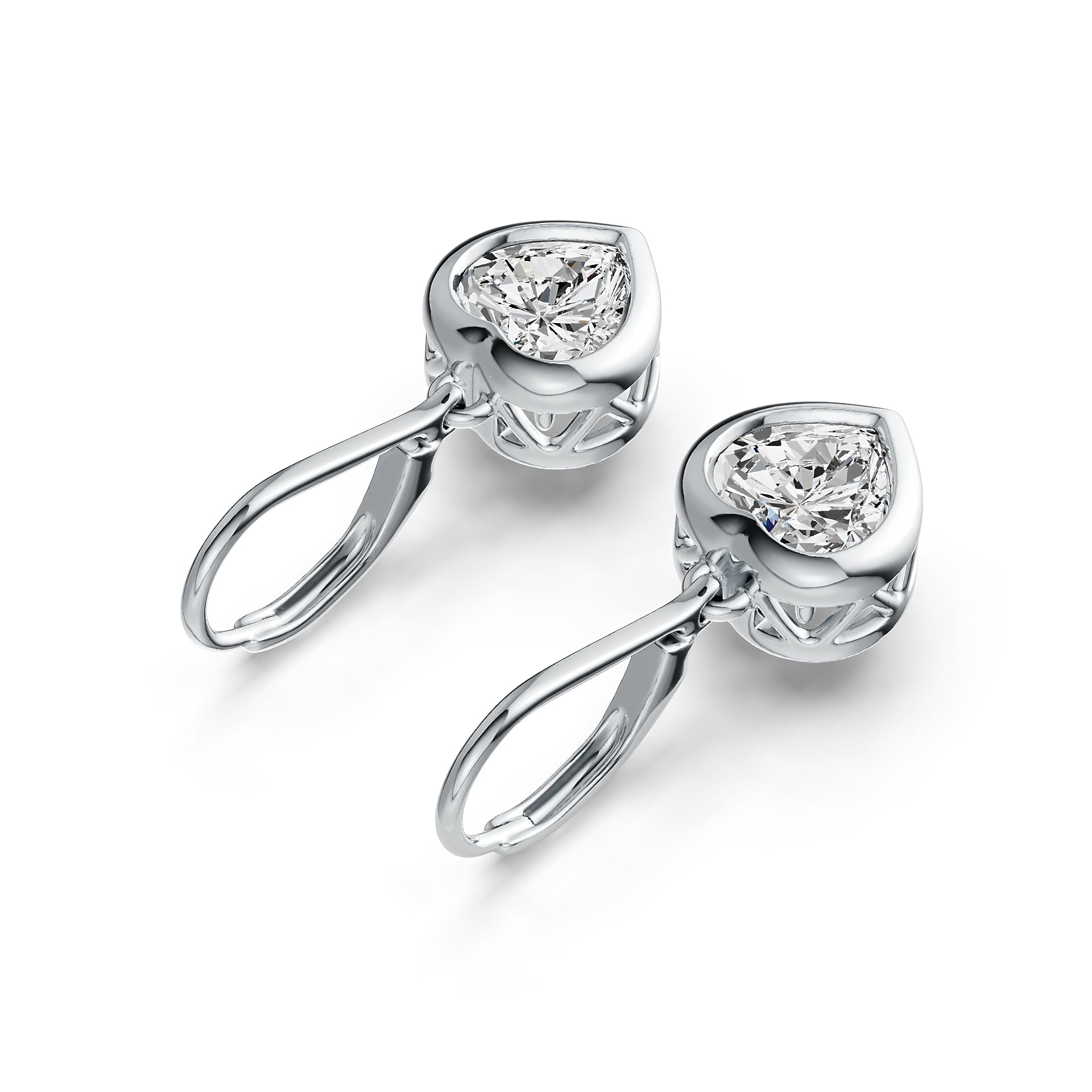 Sterling Silver Semi Mount Earrings Setting Heart HT 7X7mm Bezel DHJ