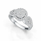 Sterling Silver Cluster Engagement Ring with White Topaz or Moissanite DHJ