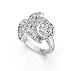 Sterling Silver Semi Mount Ring Setting Round RD 8x8mm with White Topaz DHJ
