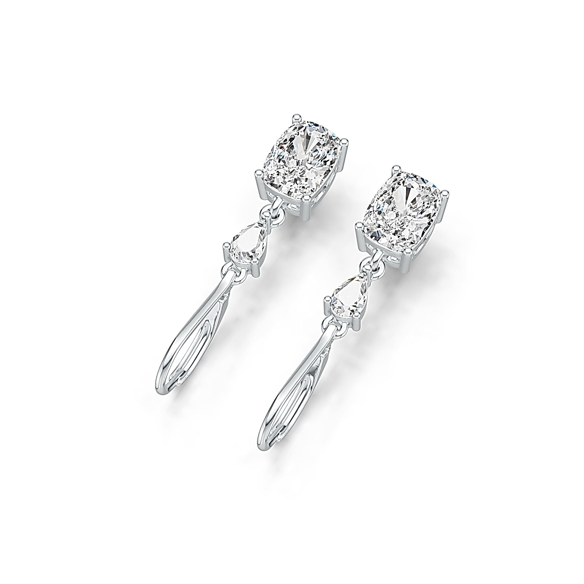 Platinum Semi Mount Earrings Setting Cushion CU 8X6mm PE 5X3mm DHJ