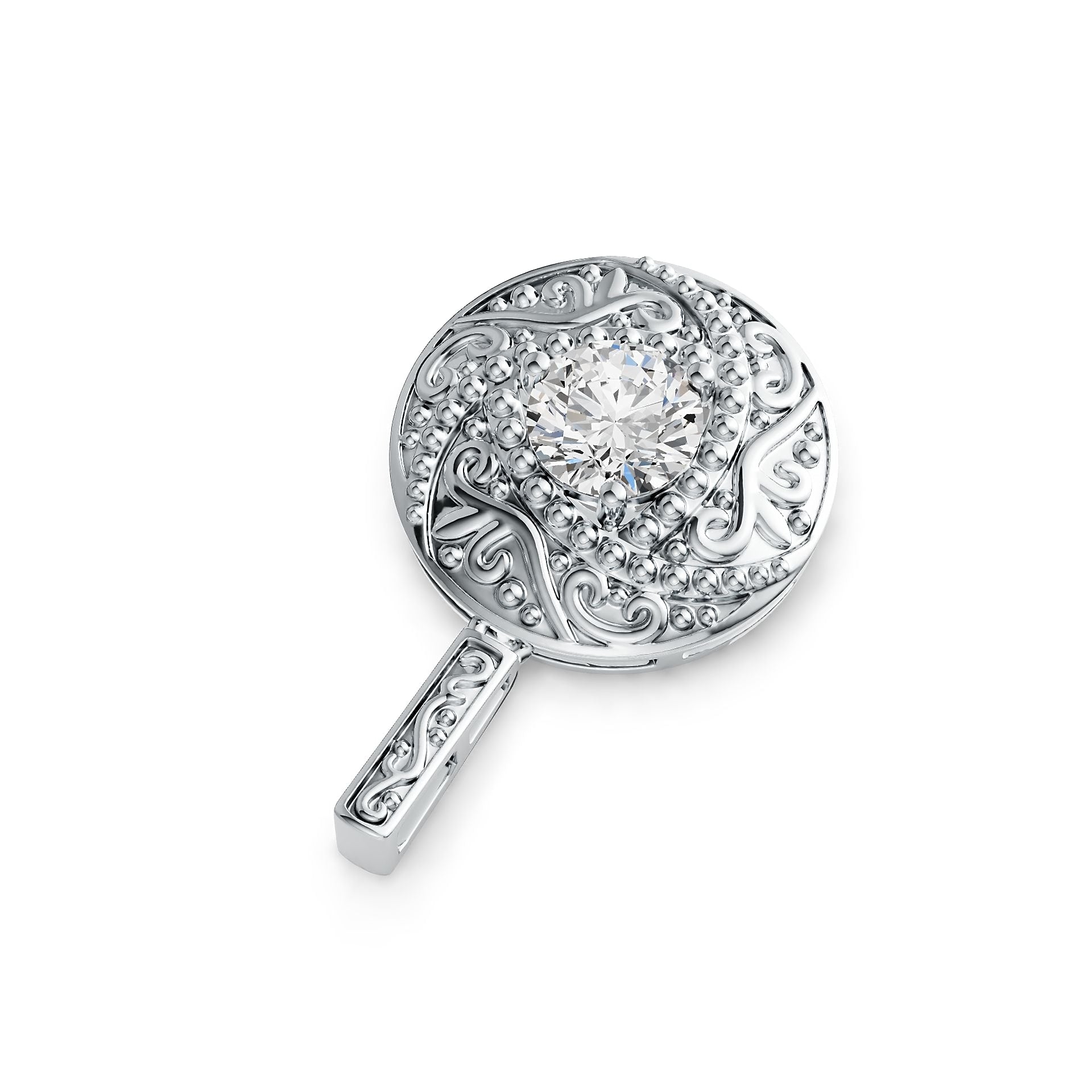 Sterling Silver Semi Mount Pendant Setting Round RD 8x8mm DHJ