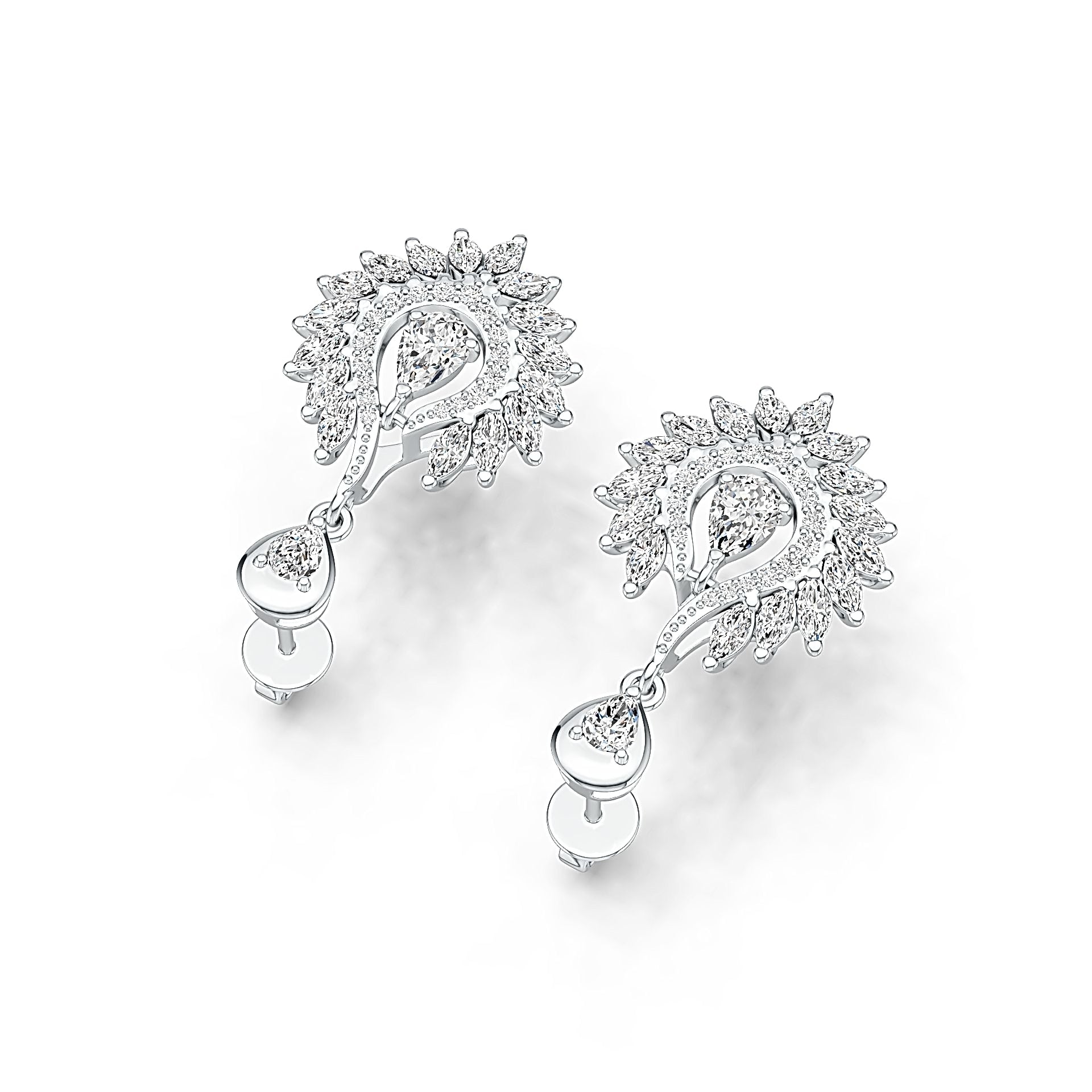 Platinum Semi Mount Earrings Setting Pear PE 6X4mm with Diamond Accent DHJ