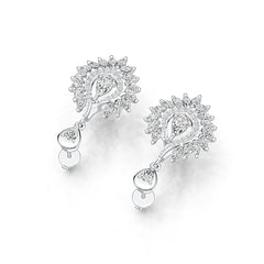 Platinum Semi Mount Earrings Setting Pear PE 6X4mm with Diamond Accent DHJ