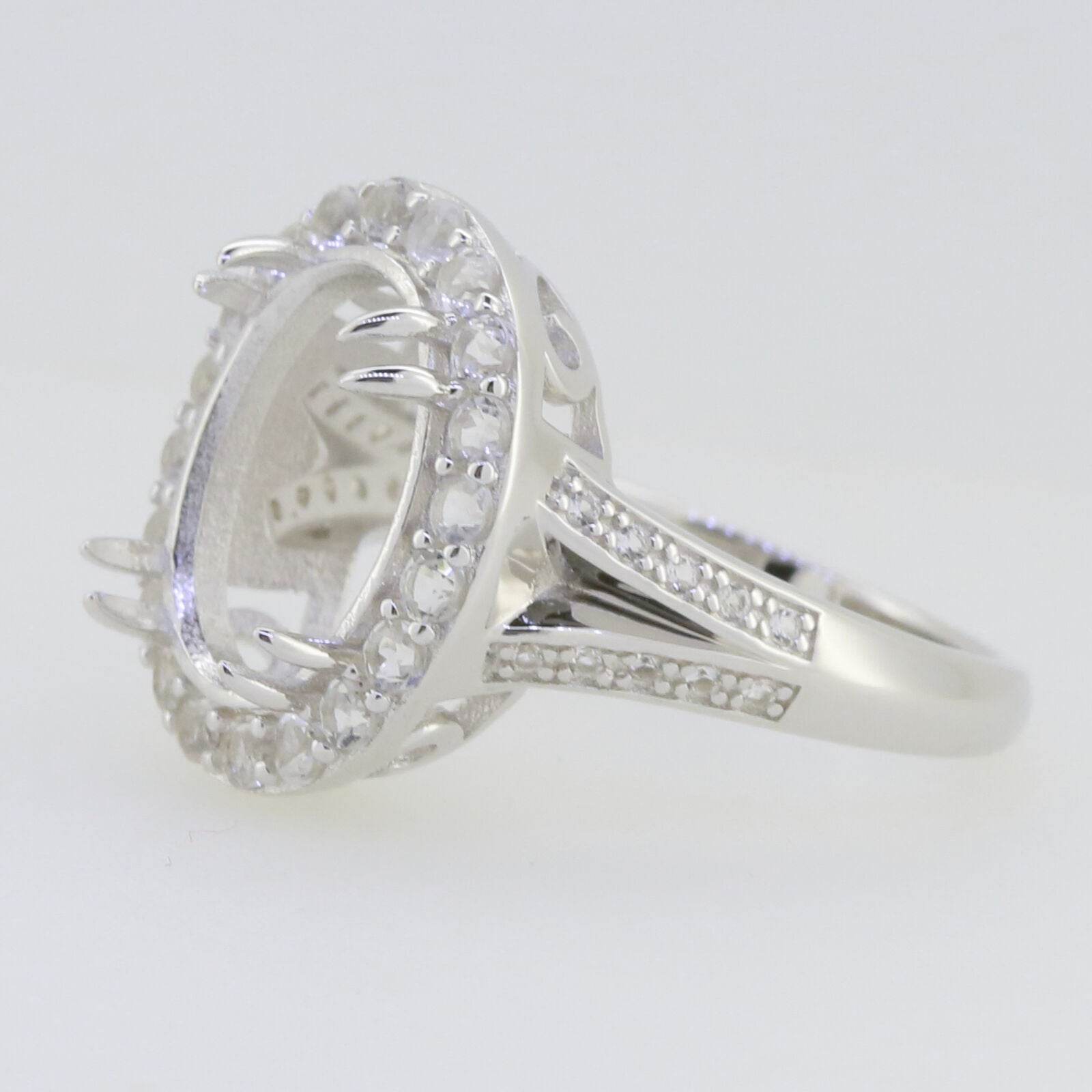 Platinum Semi Mount Ring Setting Oval OV 13X10mm Halo Split Shank Diamond Accent Syzjewelry