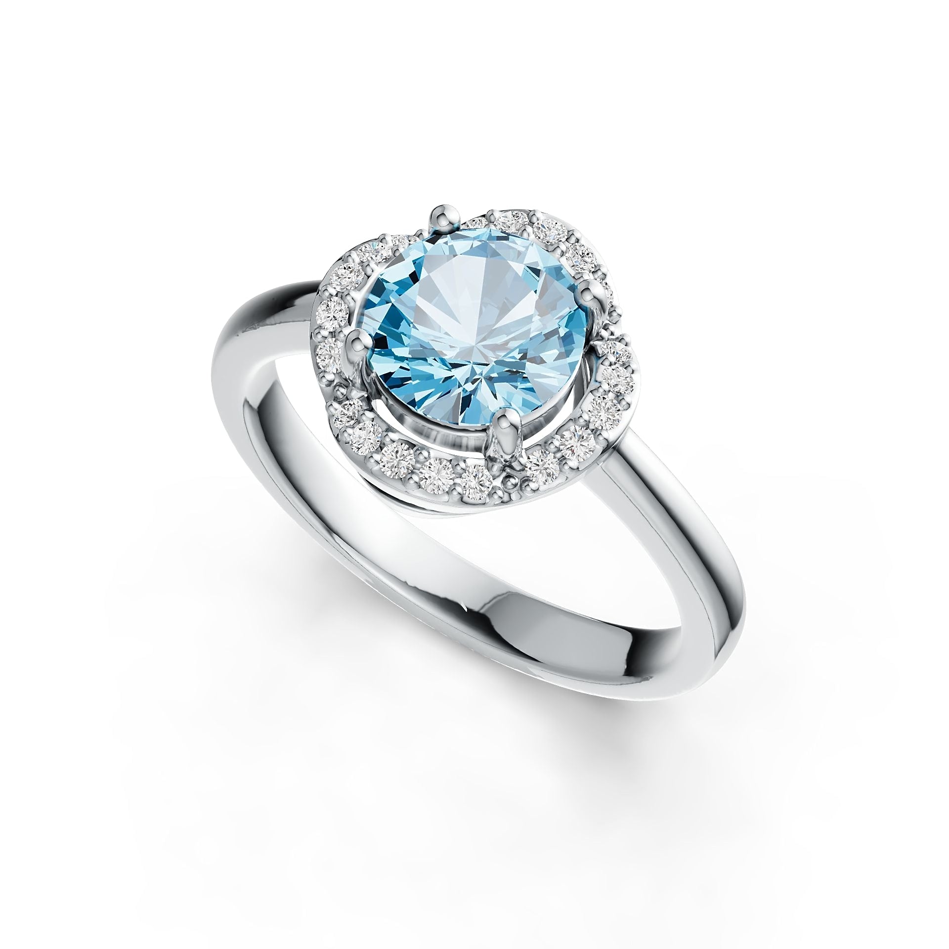 Sterling Silver Semi Mount Ring Setting Round 7X7mm Halo Syzjewelry
