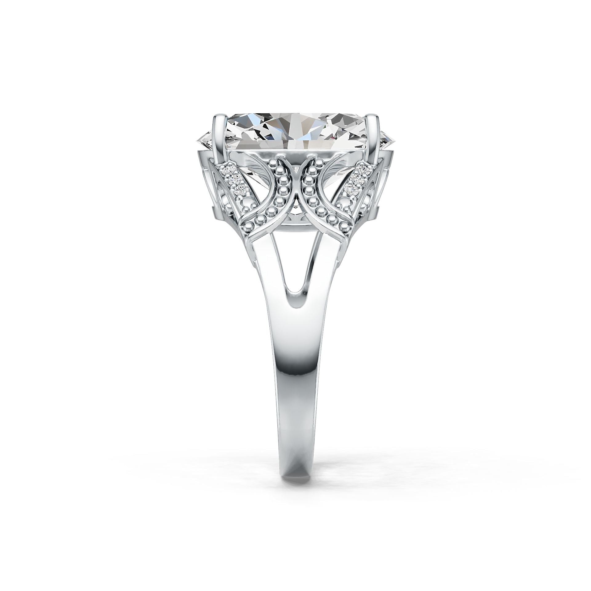 10K Gold Semi Mount Ring Setting Oval OV 16X12mm Moissanite Accent DHJ