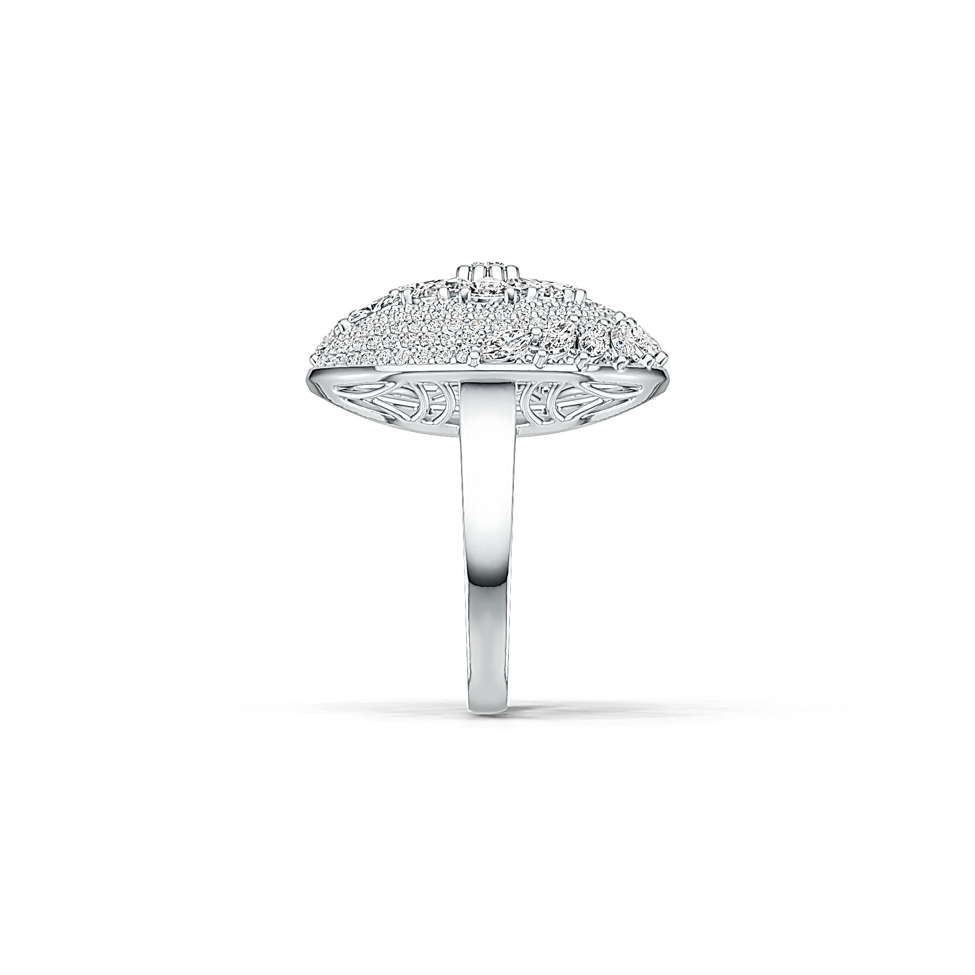 10K Gold Cluster Cocktail Ring with White Topaz or Moissanite Moissanite Accent DHJ
