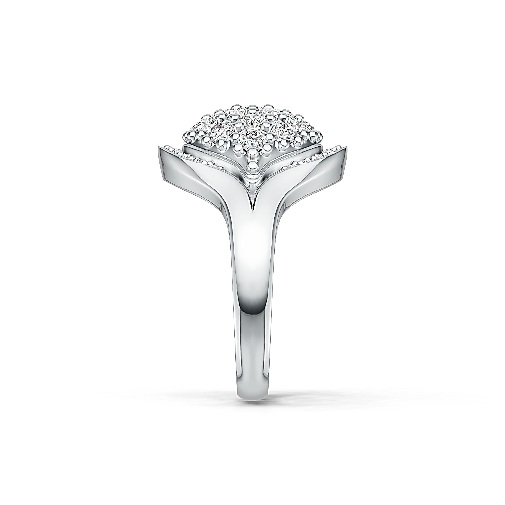 14K Gold Cluster Ring with or Moissanite Diamond Accent DHJ