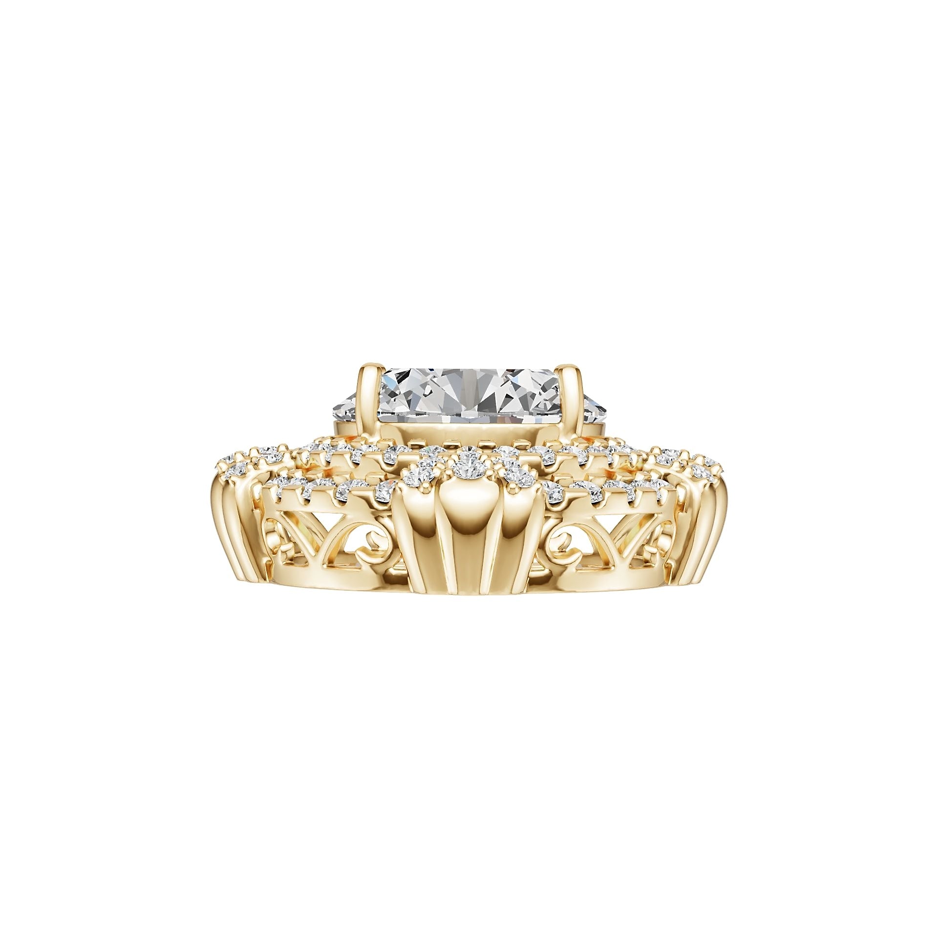 14K Gold Semi Mount Pendant Setting Round Ro 6x6mm Diamond Accent Syz Jewelry