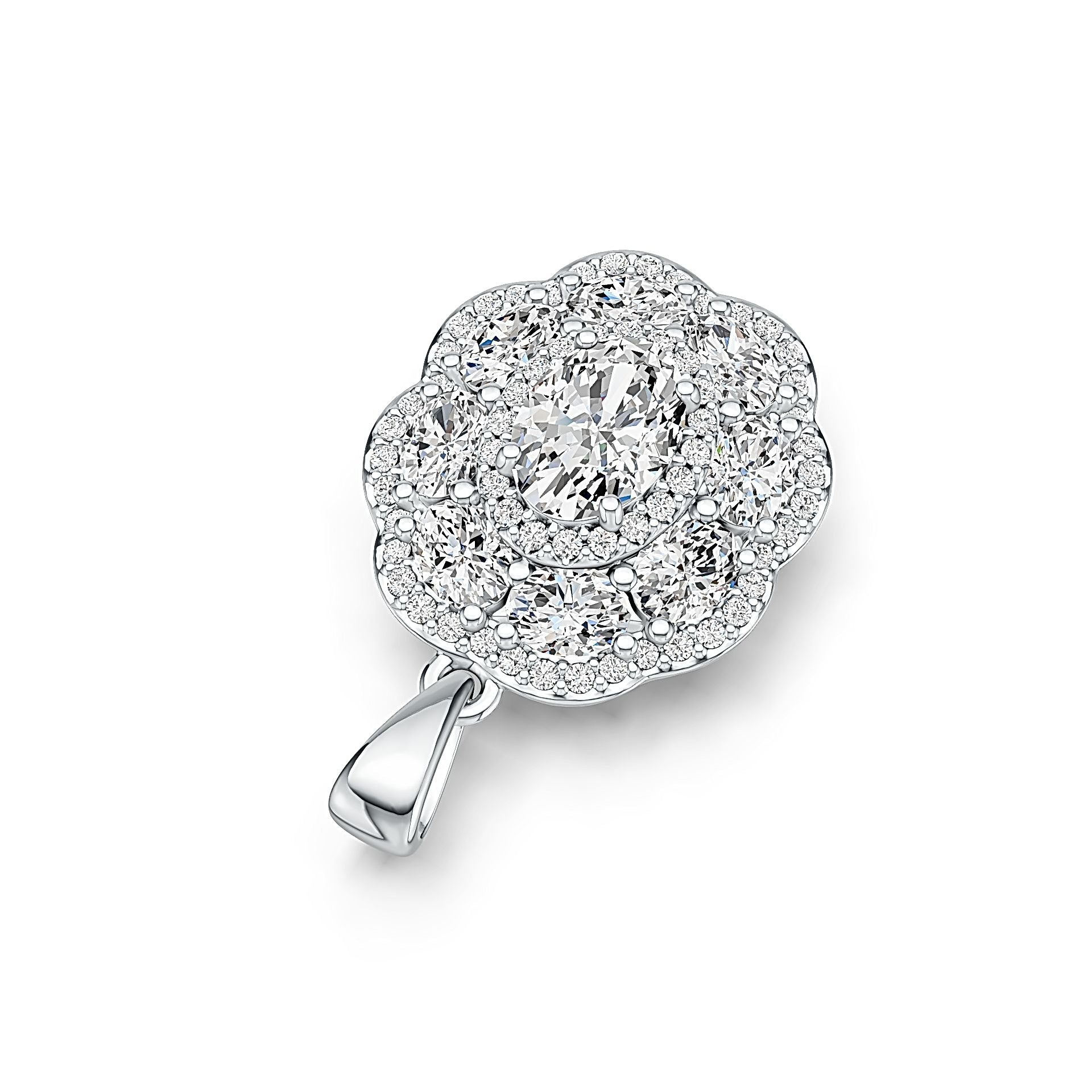 Sterling Silver Semi Mount Pendant Setting Oval OV 7X5mm with White Topaz DHJ