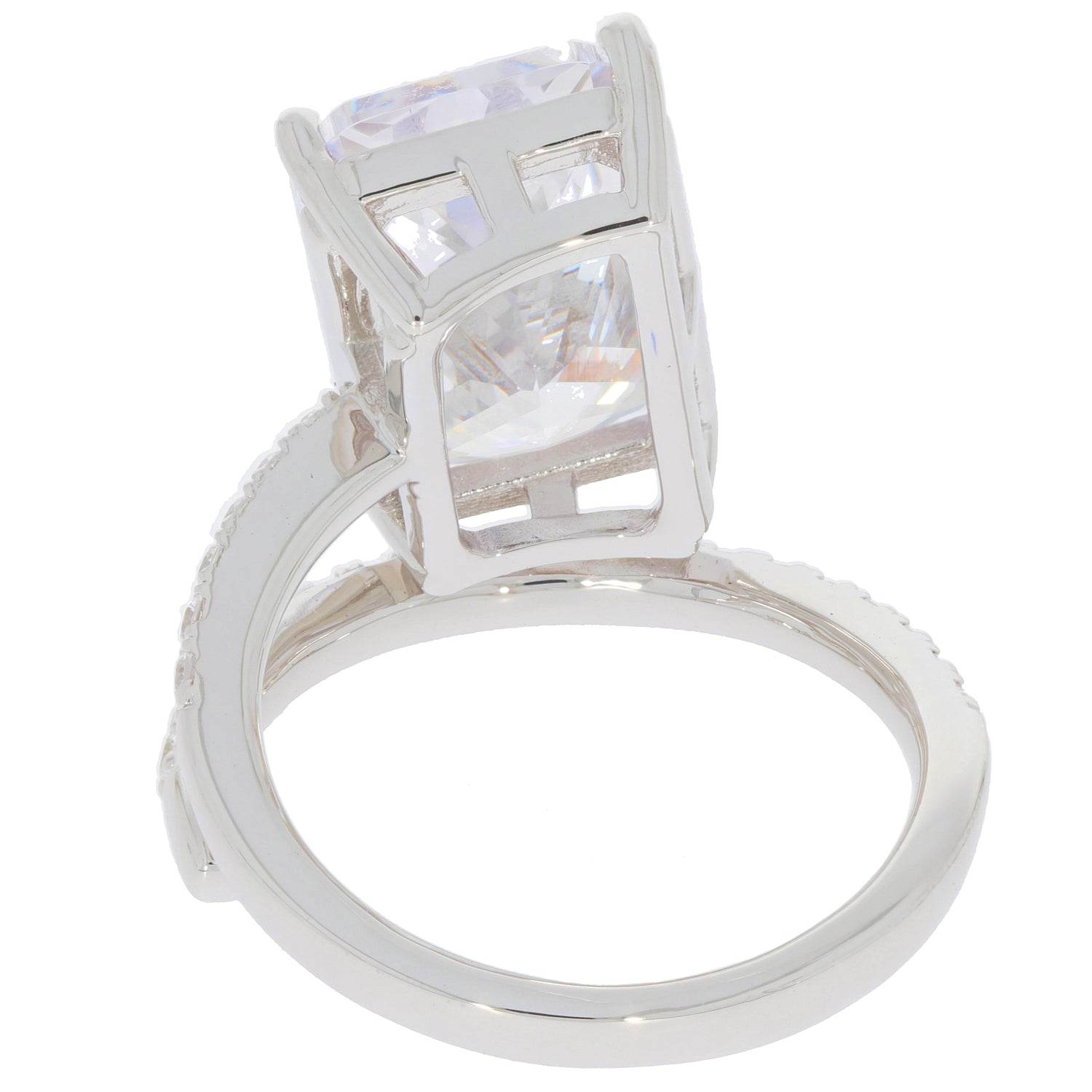 Platinum Semi Mount Ring Setting Emerald OCT 15X10mm Bypass Diamond Accent Syzjewelry