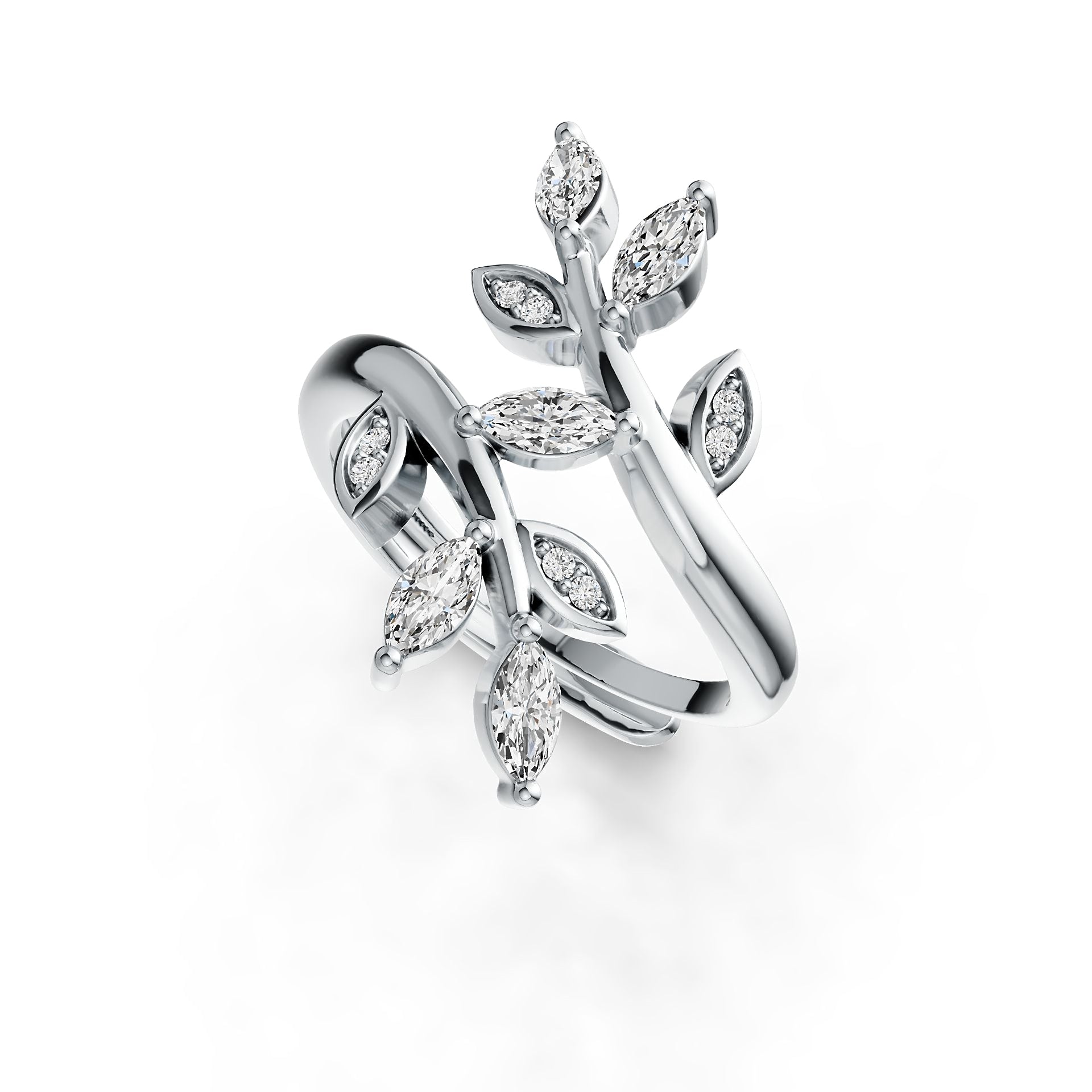 Sterling Silver Semi Mount Ring Setting Marquise MQ 5x2.5mm Leaves Syzjewelry