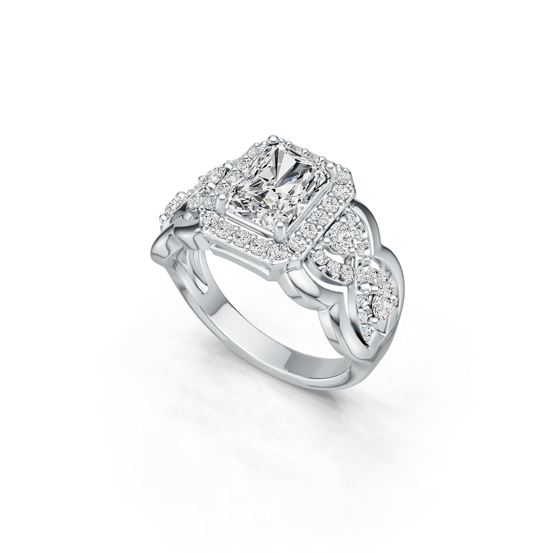Sterling Silver Semi Mount Ring Setting Emerald OCT 8X6mm Crisscross Swirl Shank Syzjewelry