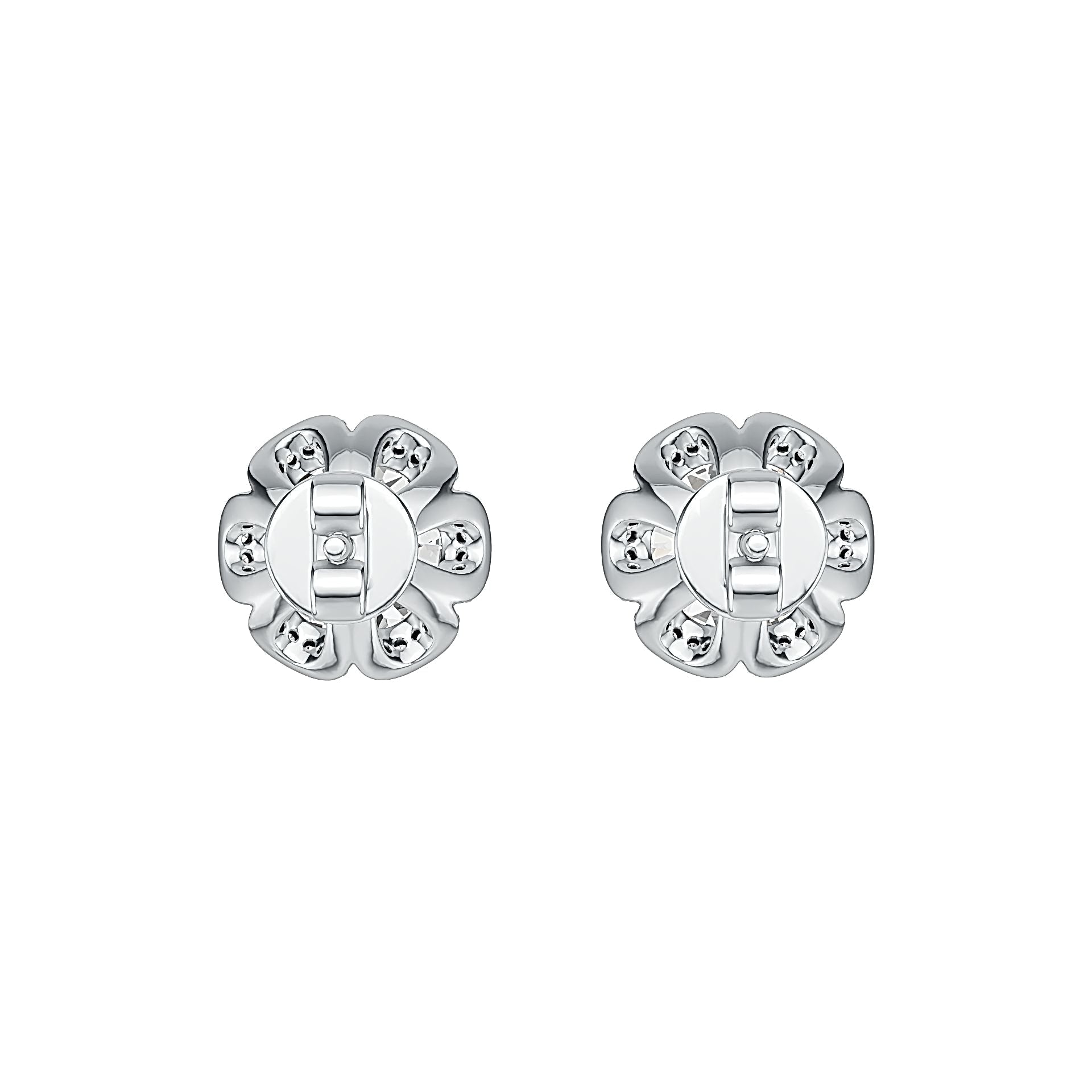 18K Gold Semi Mount Earrings Setting Round RD 8x8mm Diamond Accent DHJ