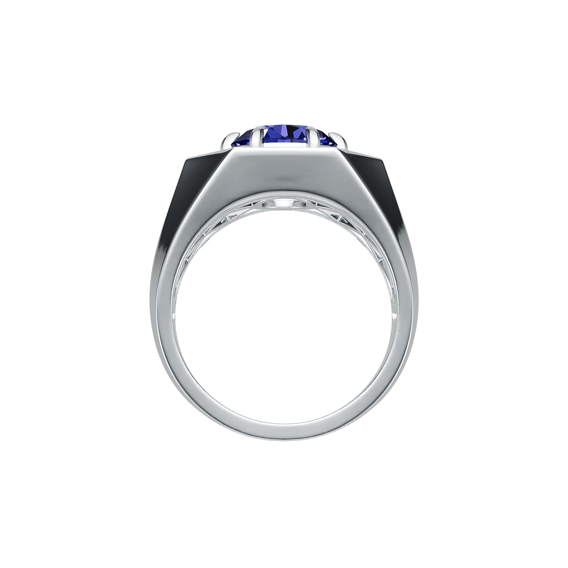 Men's Sterling Silver Semi Mount Ring Setting Round RD 9.5x9.5mm DHJ