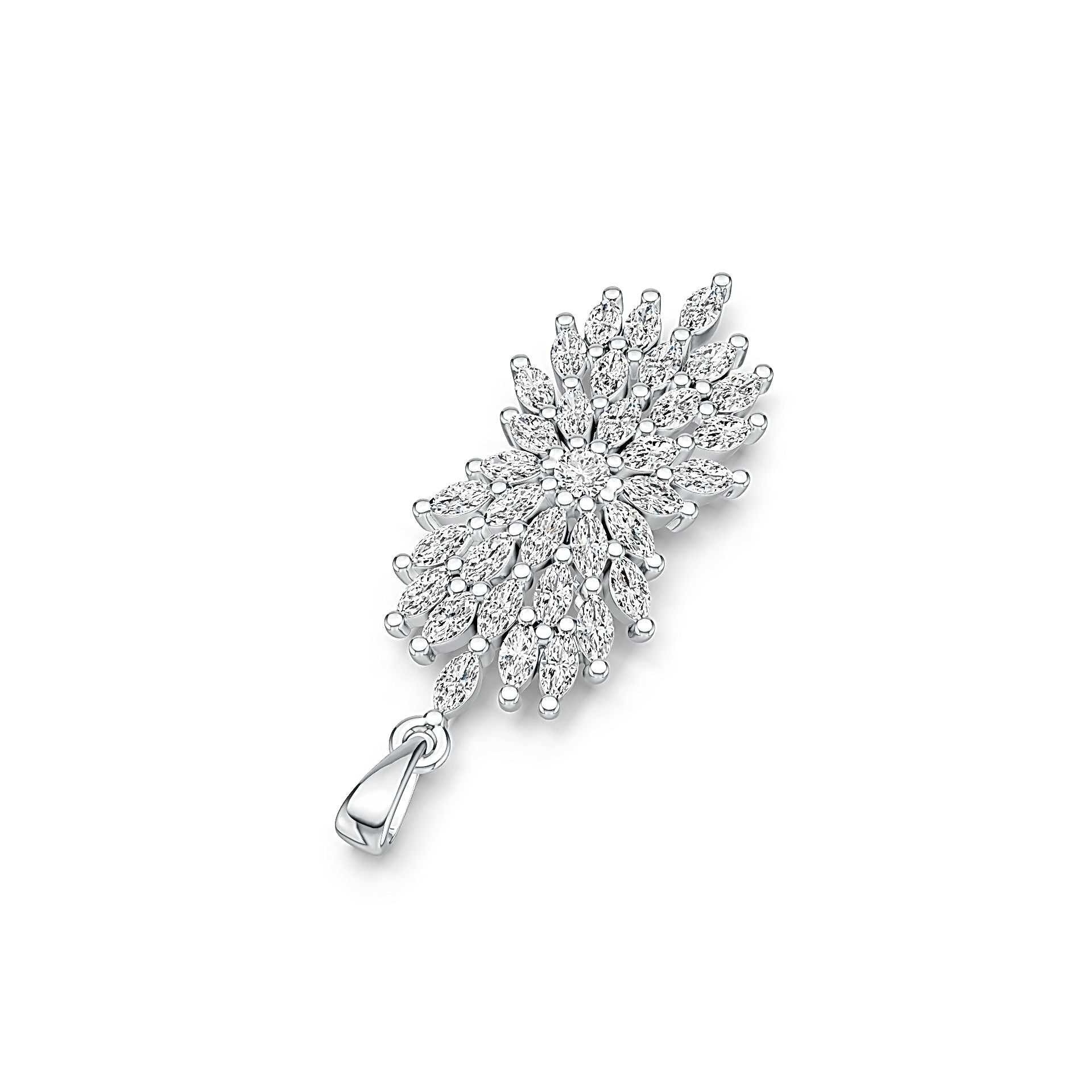 Platinum Pendant or Moissanite Cluster Pendant Diamond Accent DHJ