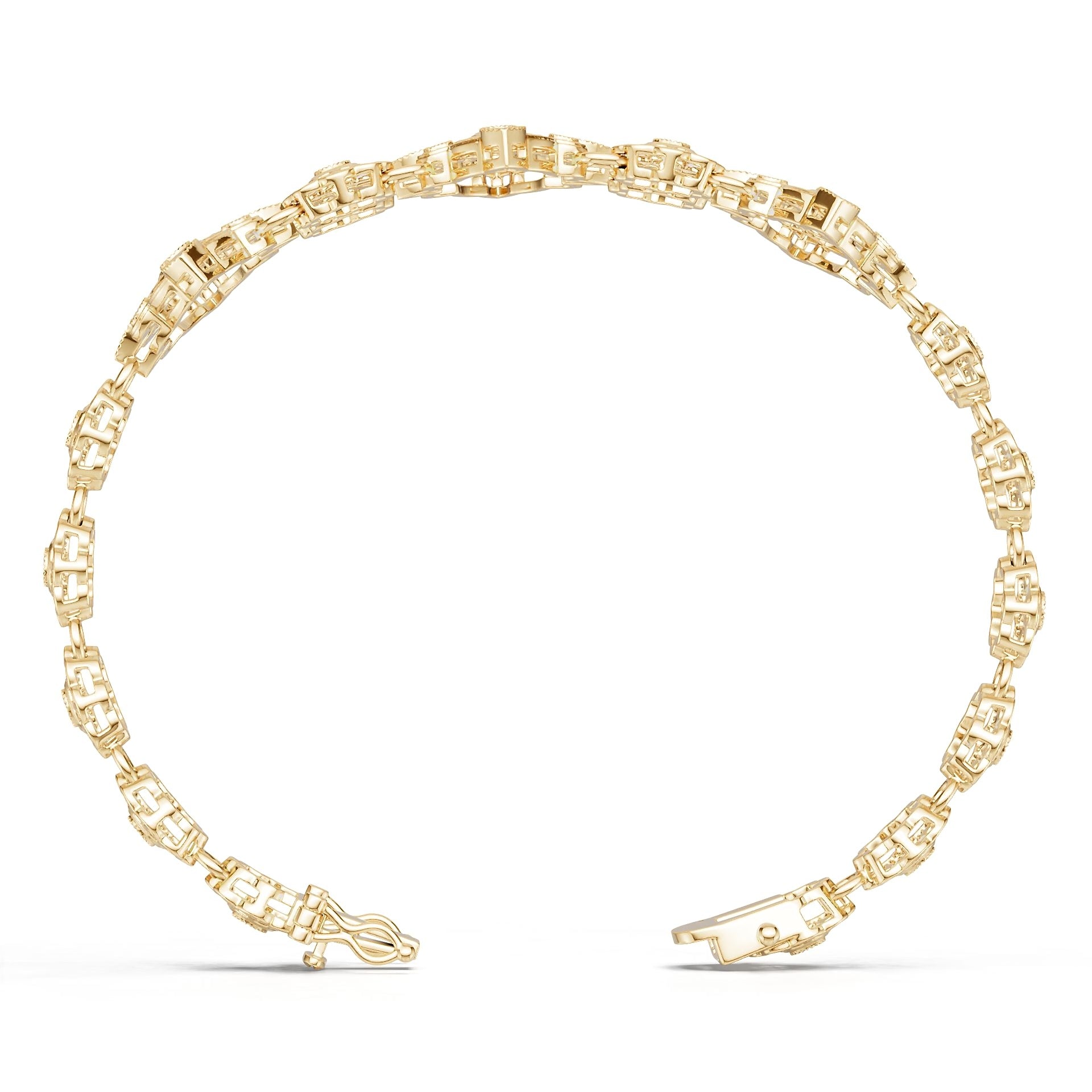 18K Gold Semi Mount Bracelet Setting Round Ro 6x6mm Syz Jewelry