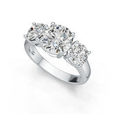 Sterling Silver Semi Mount Ring Setting RD 8.4mm RD 5.9mm 3 Stone Ring Syzjewelry