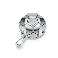Sterling Silver Pendant with White Topaz or Moissanite Soccer Ball Theme DHJ
