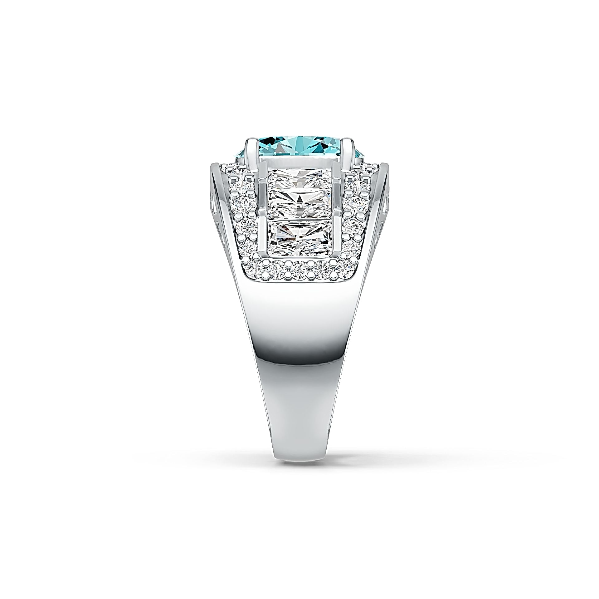 Platinum Semi Mount Ring Setting Oval OV 10x8mm Emerald OCT 5x3mm Diamond Accent DHJ