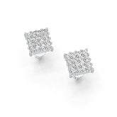 Sterling Silver Cluster Earrings Stud with White Topaz or Moissanite Syzjewelry