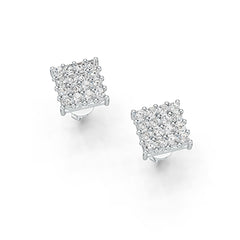 Sterling Silver Cluster Earrings Stud with White Topaz or Moissanite Syzjewelry