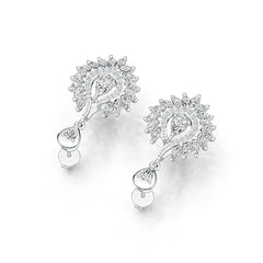 Sterling Silver Semi Mount Earrings Setting Pear PE 6X4mm with White Topaz DHJ