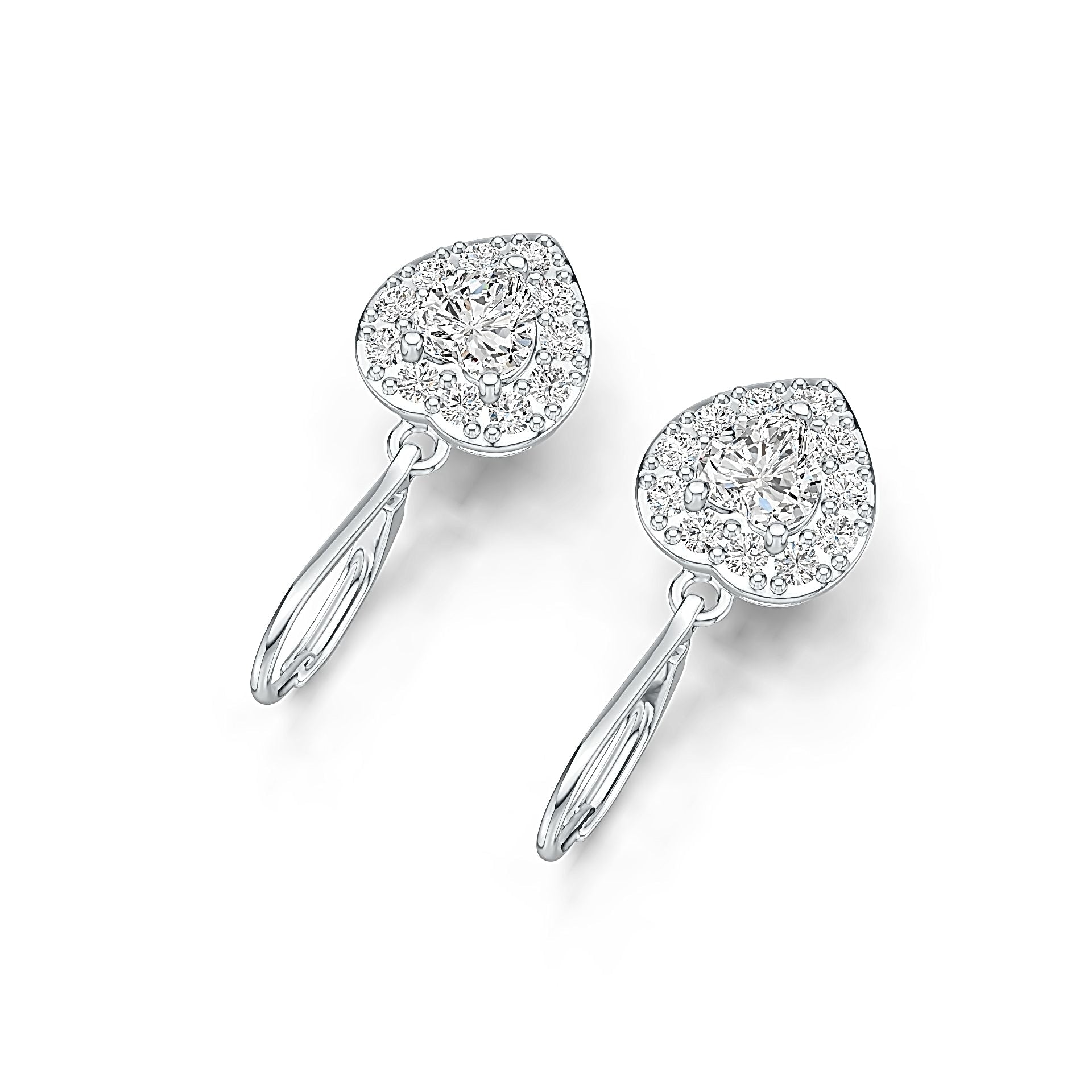 Platinum Semi Mount Earrings Setting Heart HT 5.5X5.5mm Diamond Accent DHJ