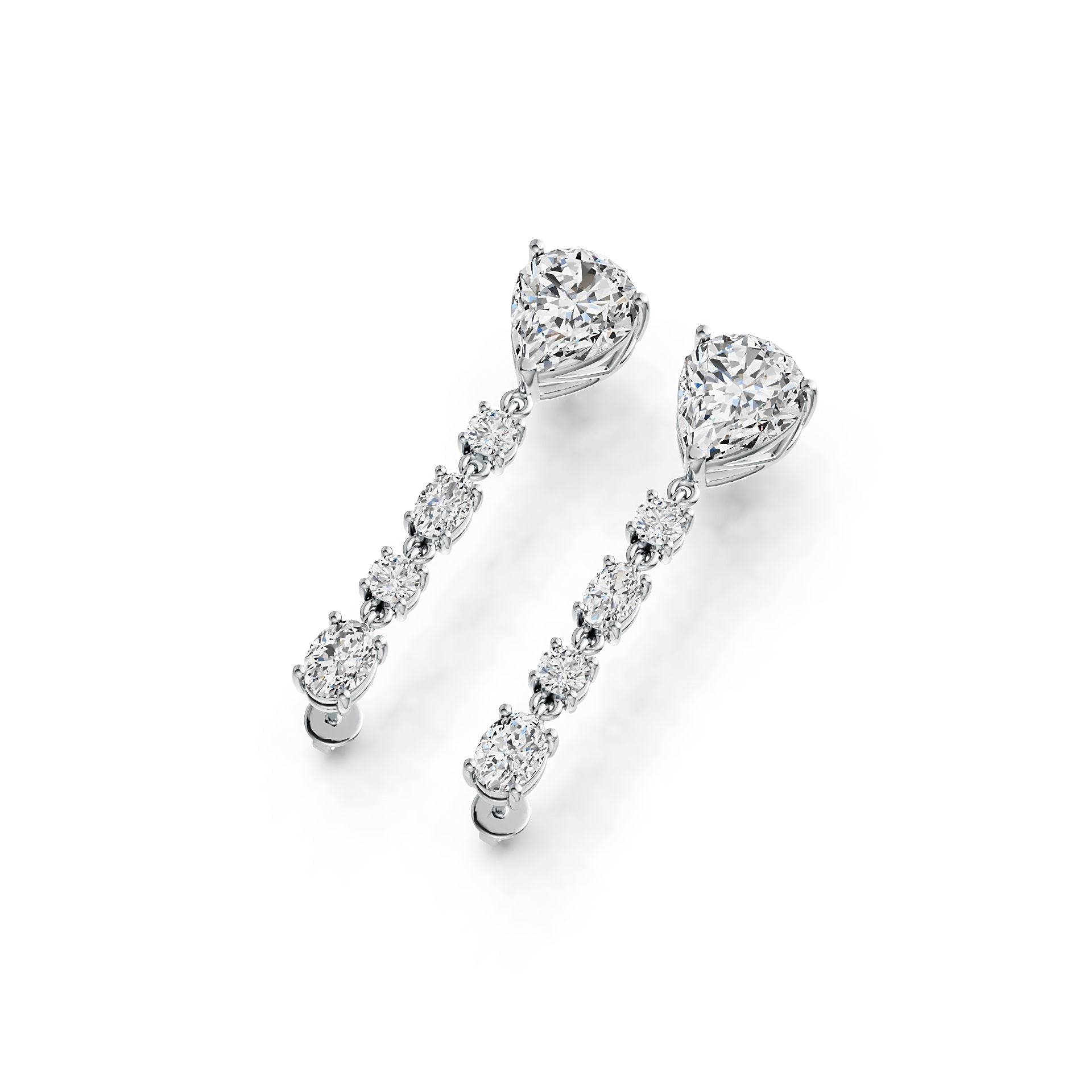 Sterling Silver Semi Mount Earrings Setting Pear PE 12X10mm OV 7X5mm OV 6X4mm RD 4mm DHJ