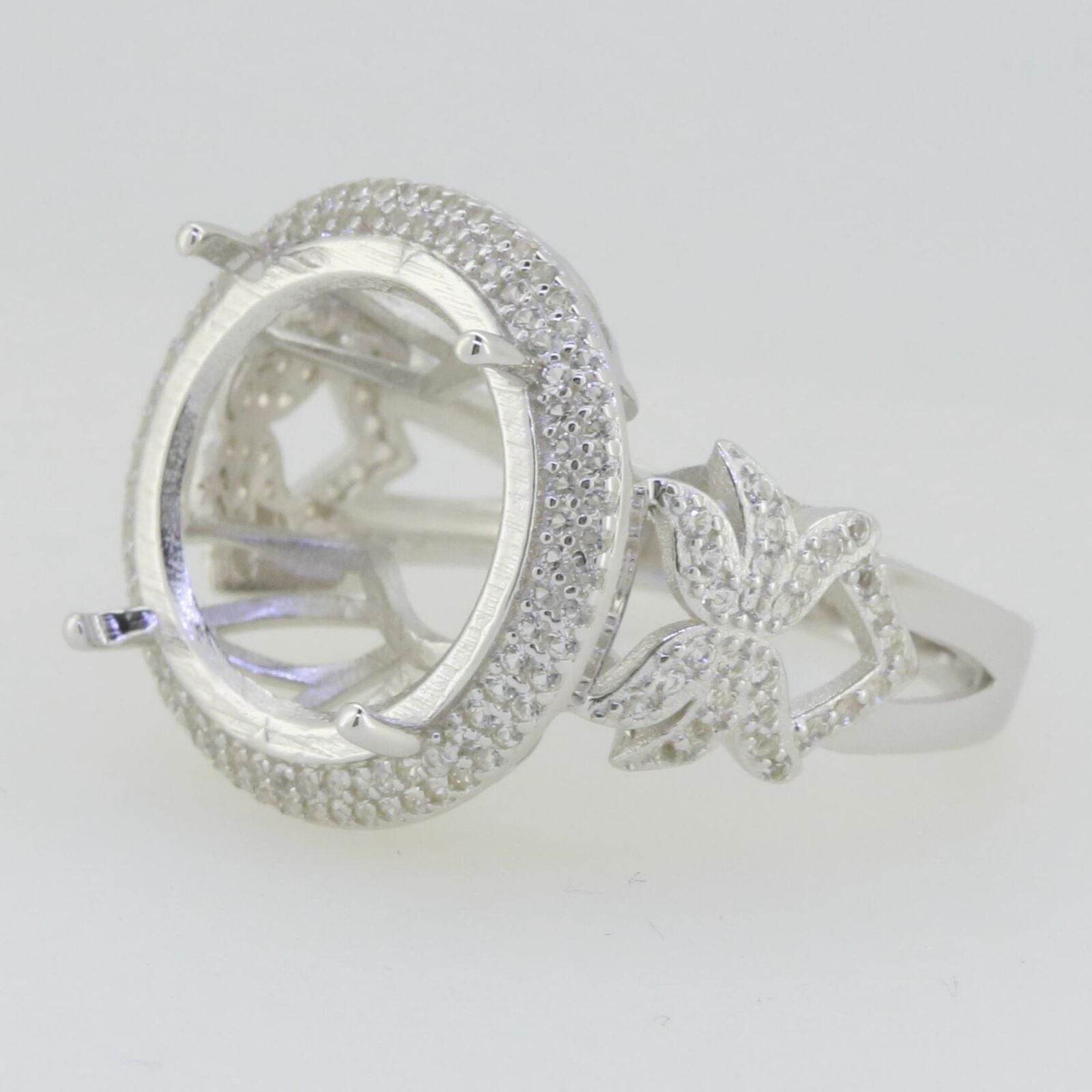18K Gold Semi Mount Ring Setting Round RD 15X15mm Diamond Accent Syzjewelry